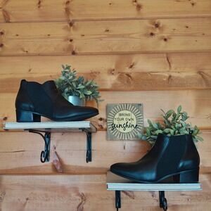 Aquatalia Falco Black Chelsea Calf Leather/Elastic-Gore Booties Stretch‎ Sz 8.5M